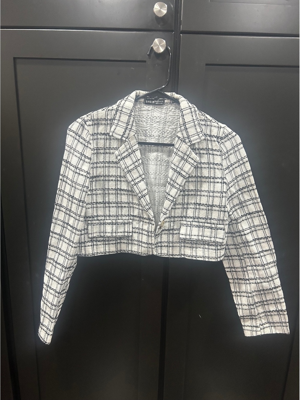 SHEIN Women's Cropped Plaid Blazer Jacket XS